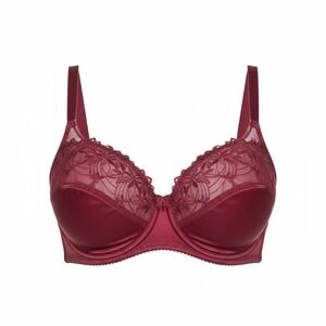 Delta Burke Full Coverage‎ 40DD Bra Burgundu Lace Trim Underwire Support